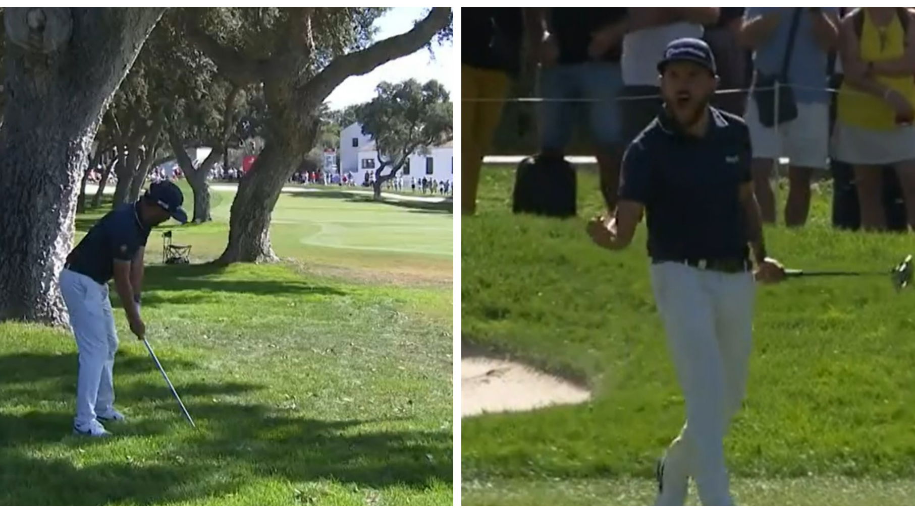 Pro hits second shot 37 yards BACKWARDS, saves par, then gives it large!